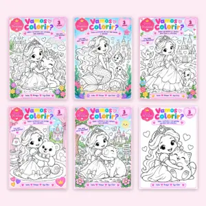 Desenhos de princesas para colorir e imprimir em PDF A4, com 25 páginas